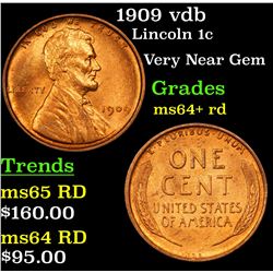 1909 vdb Lincoln Cent 1c Grades Choice+ Unc RD