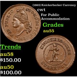 (1863) Knickerbocker Currency Civil War Token 1c Grades Choice AU