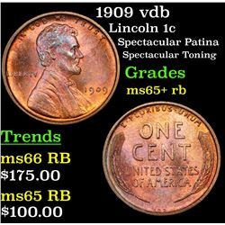 1909 vdb Lincoln Cent 1c Grades Gem+ Unc RB