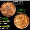 Image 1 : 1909 vdb Lincoln Cent 1c Grades Gem+ Unc RB