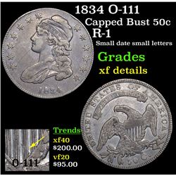 1834 O-111 Capped Bust Half Dollar 50c Grades xf details