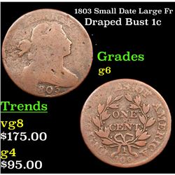 1803 Small Date Large Fr Draped Bust Large Cent 1c Grades g+