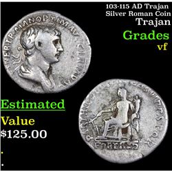 103-115 AD Trajan Silver Roman Coin Grades vf