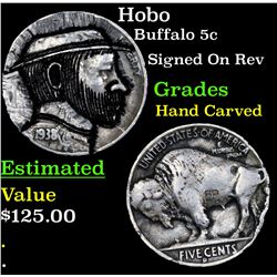 Hobo Buffalo Nickel 5c Grades Hand Carved