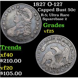1827 O-127 Capped Bust Half Dollar 50c Grades vf+