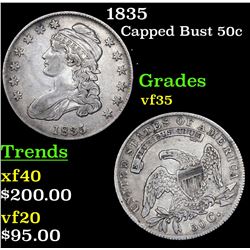 1835 Capped Bust Half Dollar 50c Grades vf++