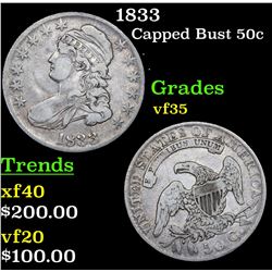 1833 Capped Bust Half Dollar 50c Grades vf++