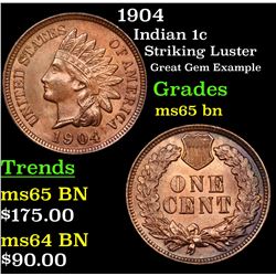 1904 Indian Cent 1c Grades GEM Unc BN