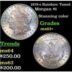 1878-s Rainbow Toned Morgan Dollar $1 Grades Select+ Unc