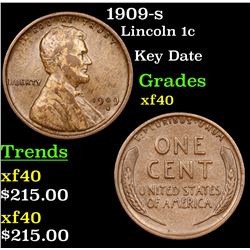 1909-s Lincoln Cent 1c Grades xf