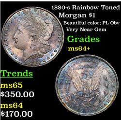 1880-s Rainbow Toned Morgan Dollar $1 Grades Choice+ Unc