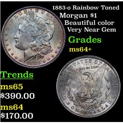 1883-o Rainbow Toned Morgan Dollar $1 Grades Choice+ Unc