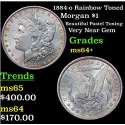 1884-o Rainbow Toned Morgan Dollar $1 Grades Choice+ Unc