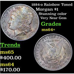 1884-o Rainbow Toned Morgan Dollar $1 Grades Choice+ Unc