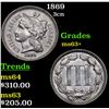 Image 1 : 1869 Three Cent Copper Nickel 3cn Grades Select+ Unc