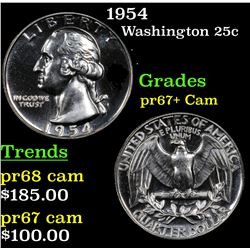 1954 Washington Quarter 25c Grades GEM++ Proof Cameo