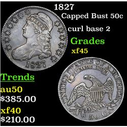 1827 Capped Bust Half Dollar 50c Grades xf+