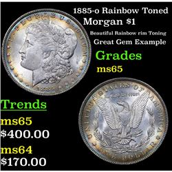 1885-o Rainbow Toned Morgan Dollar $1 Grades GEM Unc