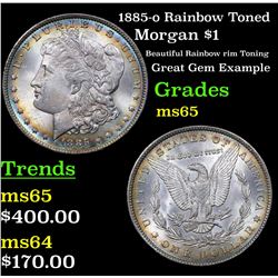 1885-o Rainbow Toned Morgan Dollar $1 Grades GEM Unc