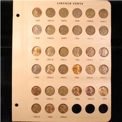 Near Complete Lincoln Cent Page 1947-1958, 33 coins