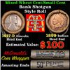 Image 1 : Mixed small cents 1c orig shotgun roll, 1917-d Wheat Cent, 1899 Indian Cent other end