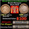 Image 1 : Mixed small cents 1c orig shotgun roll, 1919-d Wheat Cent, 1893 Indian Cent other end