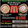 Image 1 : Mixed small cents 1c orig shotgun roll, 1918-d Wheat Cent, 1899 Indian Cent other end