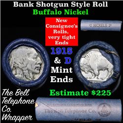 Buffalo Nickel Shotgun Roll in Old Bank Style  'Bell Telephone' Wrapper 1915 & d Mint Ends