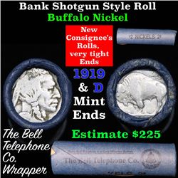 Buffalo Nickel Shotgun Roll in Old Bank Style 'Bell Telephone'  Wrapper 1919 & d Mint Ends