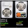 Image 1 : NGC 1922-p Peace Dollar $1 Graded ms64 By NGC