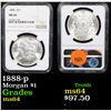 Image 1 : NGC 1888-p Morgan Dollar $1 Graded ms64 By NGC