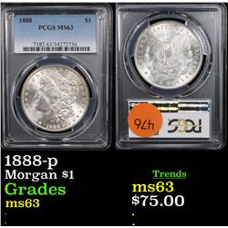 PCGS 1888-p Morgan Dollar $1 Graded ms63 By PCGS