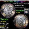 Image 1 : ***Auction Highlight*** 1881-s Rainbow Toned Morgan Dollar $1 Graded GEM+ Unc By USCG (fc)