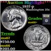 Image 1 : ***Auction Highlight*** 1937-p Washington Quarter 25c Graded GEM++ Unc By USCG (fc)