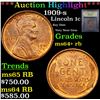 Image 1 : ***Auction Highlight*** 1909-s Lincoln Cent 1c Graded Choice+ Unc RB By USCG (fc)