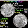 Image 1 : ***Auction Highlight*** 1891-p Morgan Dollar $1 Graded Choice Unc By USCG (fc)