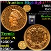 Image 1 : ***Auction Highlight*** 1883 Three Dollar Gold .$3 Graded Select Unc PL By USCG (fc)