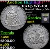 Image 1 : ***Auction Highlight*** 1871-p WB-101 Seated Half Dollar 50c Graded Choice AU/BU Slider By USCG (fc)