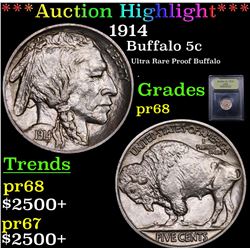 ***Auction Highlight*** 1914 Buffalo Nickel 5c Graded GEM++ Proof By USCG (fc)