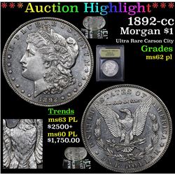 ***Auction Highlight*** 1892-cc Morgan Dollar $1 Graded Select Unc PL By USCG (fc)