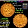 Image 1 : ***Auction Highlight*** 1880 Indian Cent 1c Graded Choice+ Unc RD By USCG (fc)