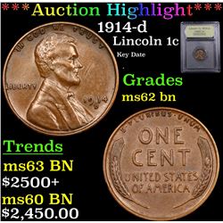 ***Auction Highlight*** 1914-d Lincoln Cent 1c Graded Select Unc BN By USCG (fc)