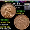 Image 1 : ***Auction Highlight*** 1914-d Lincoln Cent 1c Graded Select Unc BN By USCG (fc)