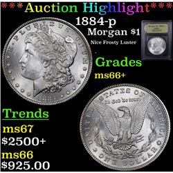 ***Auction Highlight*** 1884-p Morgan Dollar $1 Graded GEM++ Unc By USCG (fc)