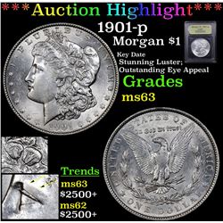 ***Auction Highlight*** 1901-p Morgan Dollar $1 Graded Select Unc By USCG (fc)