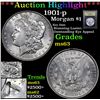 Image 1 : ***Auction Highlight*** 1901-p Morgan Dollar $1 Graded Select Unc By USCG (fc)