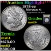Image 1 : ***Auction Highlight*** 1878-cc Morgan Dollar $1 Graded Select+ Unc By USCG (fc)