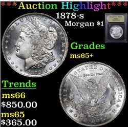 ***Auction Highlight*** 1878-s Morgan Dollar $1 Graded GEM+ Unc By USCG (fc)