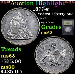 ***Auction Highlight*** 1877-s Seated Half Dollar 50c Graded Select Unc By USCG (fc)