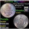 Image 1 : ***Auction Highlight*** 1887-p Rainbow Toned Morgan Dollar $1 Graded GEM+ Unc By USCG (fc)